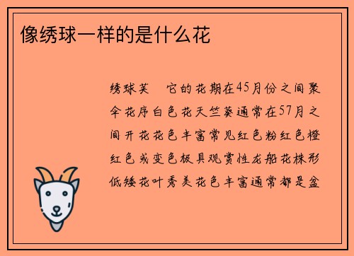 像绣球一样的是什么花 像绣球一样的是什么花